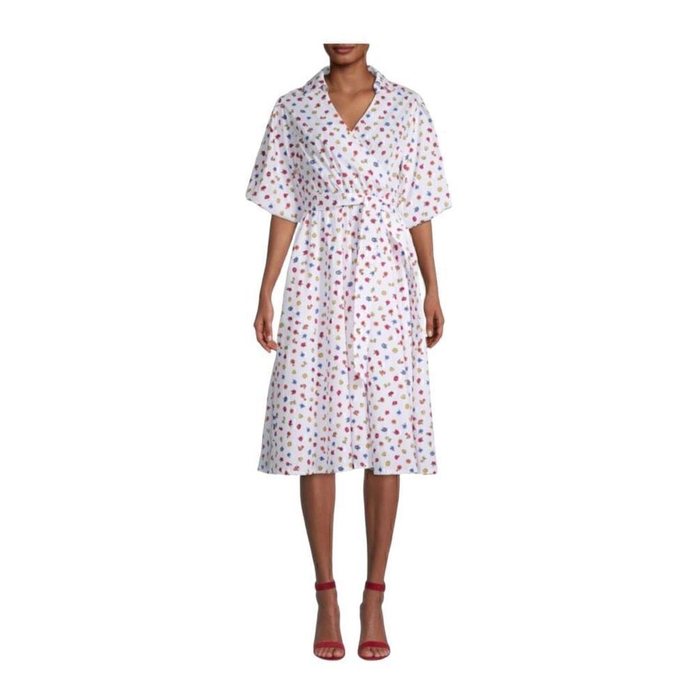 Tahari Floral Balloon Sleeve Midi Dress Size Large